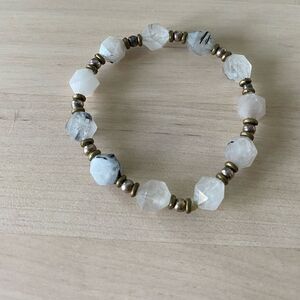 Quartz with Black Tourmaline Stone Bracelet